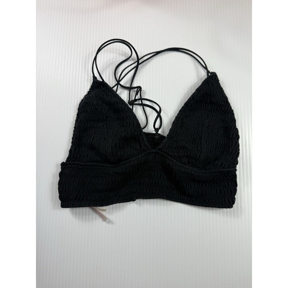 Pink Victorias Secret Strappy Crossback Lined Bralette Crop Top L Black